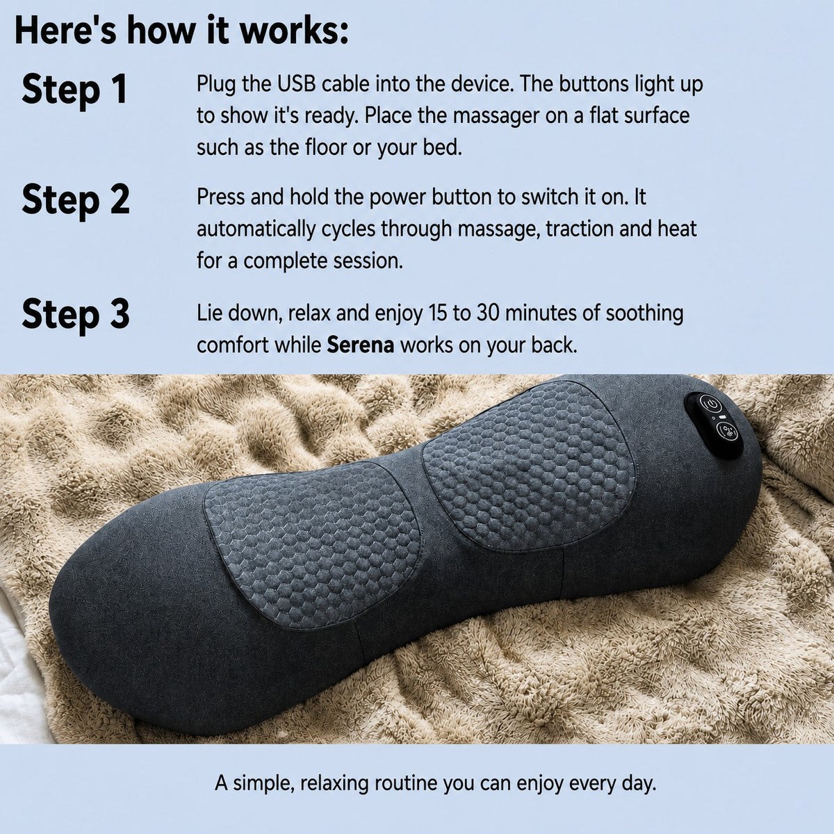 How to use the Serena massager in 3 steps