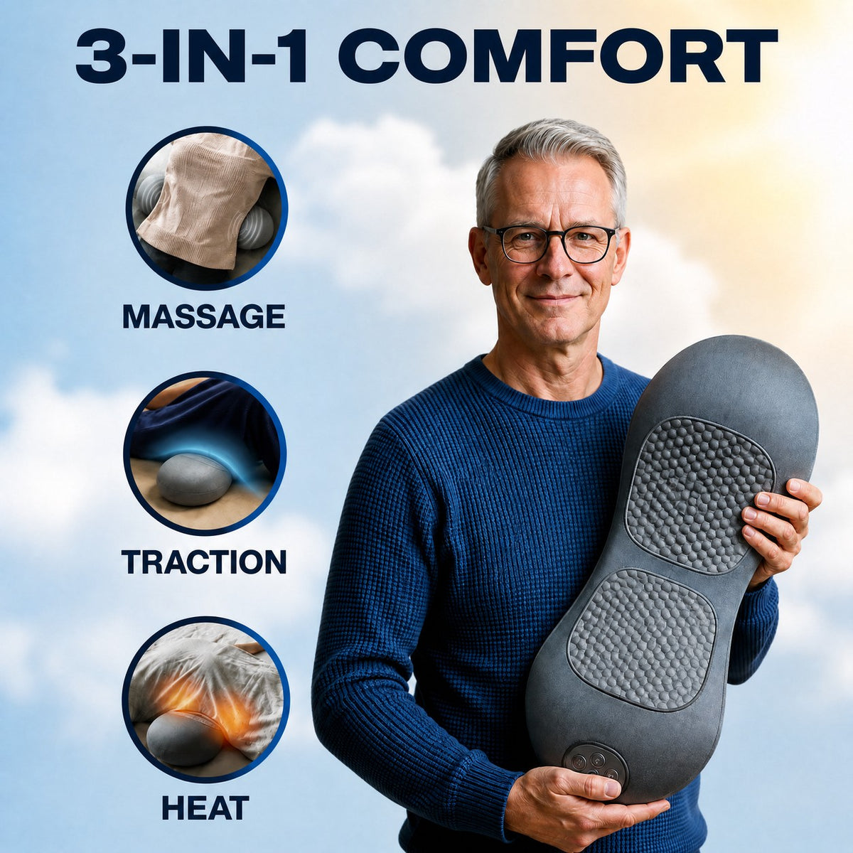 Massage, traction and heat in one device